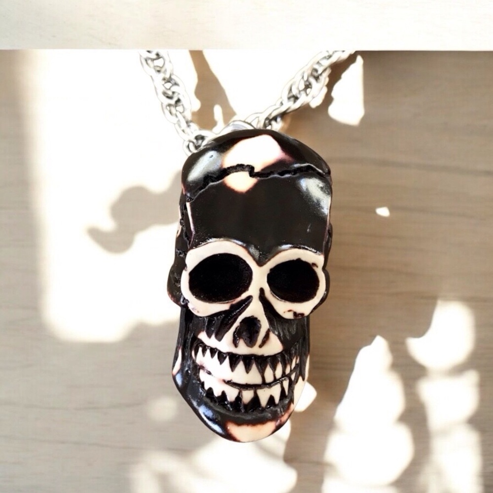 🆕3D Skull Pendant on Twisted Helix Chain Stainless Steel